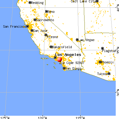 Anaheim, CA (92807) map from a distance