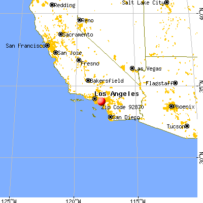 Placentia, CA (92870) map from a distance