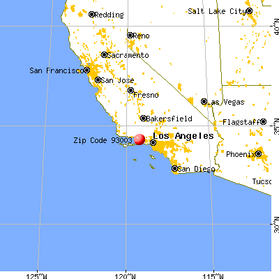 San Buenaventura (Ventura), CA (93003) map from a distance
