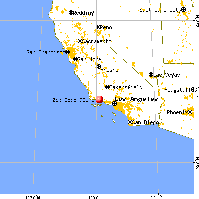 Santa Barbara, CA (93101) map from a distance