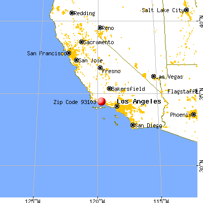 Santa Barbara, CA (93103) map from a distance