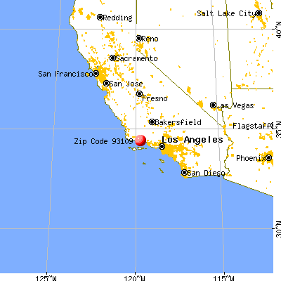 Santa Barbara, CA (93109) map from a distance