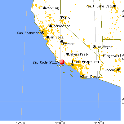Santa Barbara, CA (93110) map from a distance