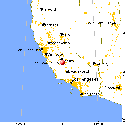 Hanford, CA (93230) map from a distance