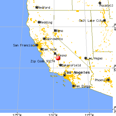 Tulare, CA (93274) map from a distance