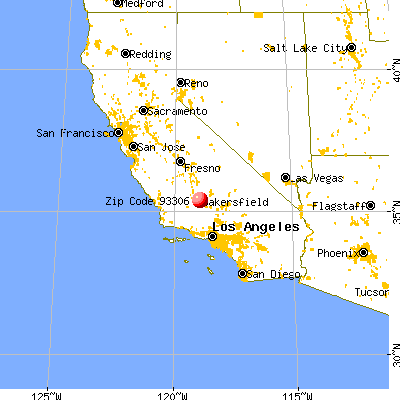 Bakersfield, CA (93306) map from a distance