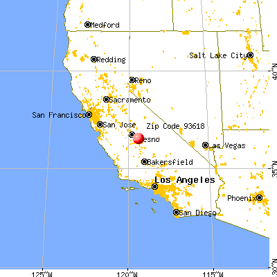 Dinuba, CA (93618) map from a distance