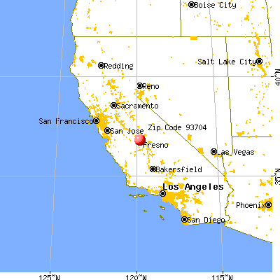 Fresno, CA (93704) map from a distance