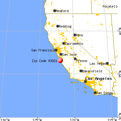 Carmel-by-the-Sea, CA (93921) map from a distance