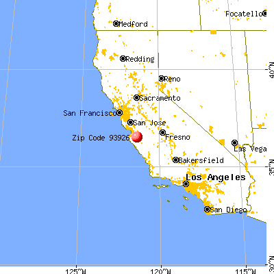 Gonzales, CA (93926) map from a distance