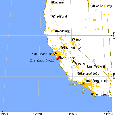 La Honda, CA (94020) map from a distance