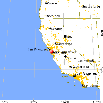 Menlo Park, CA (94025) map from a distance