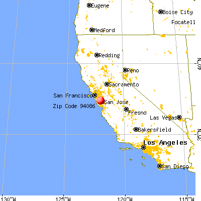 Sunnyvale, CA (94086) map from a distance