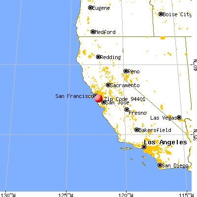 San Mateo, CA (94401) map from a distance
