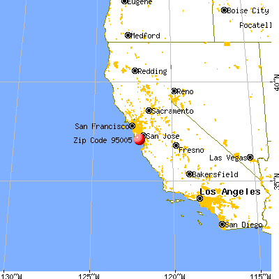 Ben Lomond, CA (95005) map from a distance