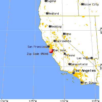 Boulder Creek, CA (95006) map from a distance