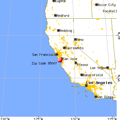 Brookdale, CA (95007) map from a distance
