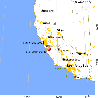 San Juan Bautista, CA (95045) map from a distance