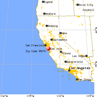 Saratoga, CA (95070) map from a distance