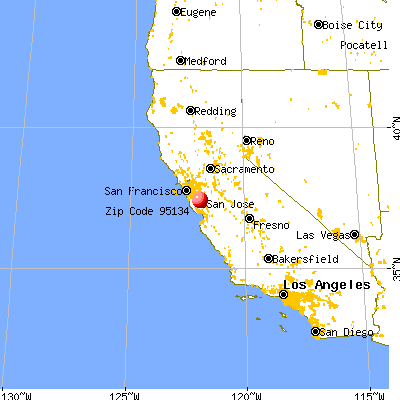 San Jose, CA (95134) map from a distance