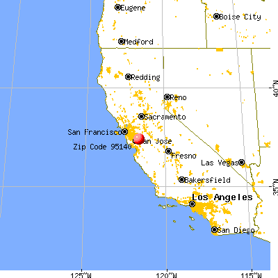 San Jose, CA (95140) map from a distance