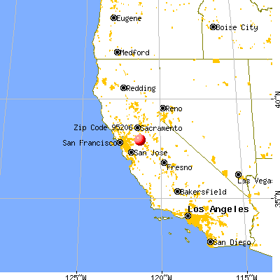 Stockton, CA (95206) map from a distance