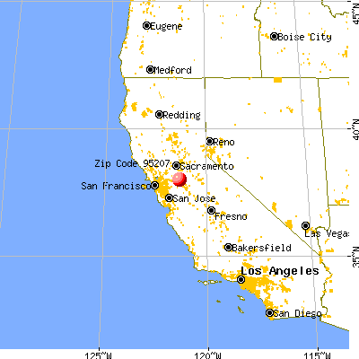 Stockton, CA (95207) map from a distance