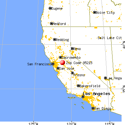 Waterloo, CA (95215) map from a distance