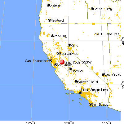 Ceres, CA (95307) map from a distance