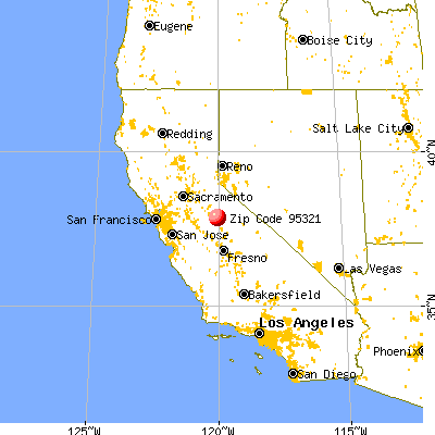Pine Mountain Lake, CA (95321) map from a distance