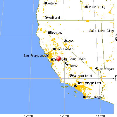 Hilmar-Irwin, CA (95324) map from a distance