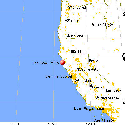 Mendocino, CA (95460) map from a distance
