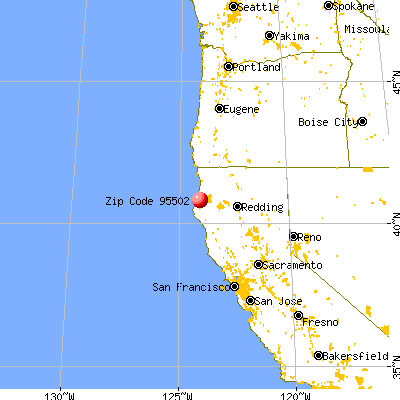 Eureka, CA (95502) map from a distance