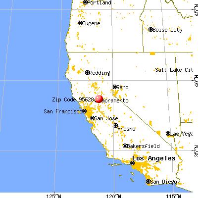 Fair Oaks, CA (95628) map from a distance