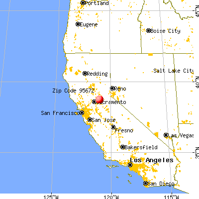 El Dorado Hills, CA (95672) map from a distance