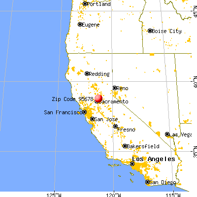 Roseville, CA (95678) map from a distance