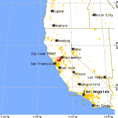 Vacaville, CA (95687) map from a distance