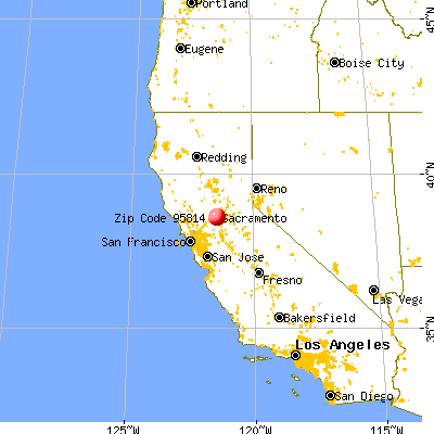 Sacramento, CA (95814) map from a distance