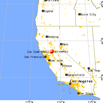 Sacramento, CA (95822) map from a distance