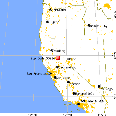 Berry Creek, CA (95916) map from a distance