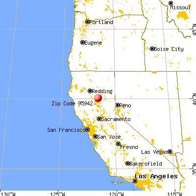 Forest Ranch, CA (95942) map from a distance