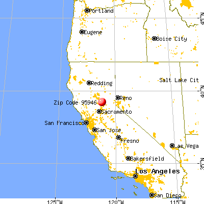 Lake Wildwood, CA (95946) map from a distance