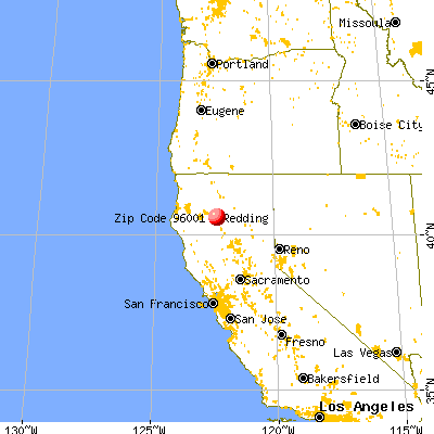 Redding, CA (96001) map from a distance