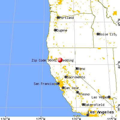 Redding, CA (96002) map from a distance