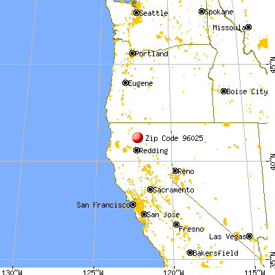 Dunsmuir, CA (96025) map from a distance