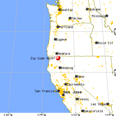 Yreka, CA (96097) map from a distance