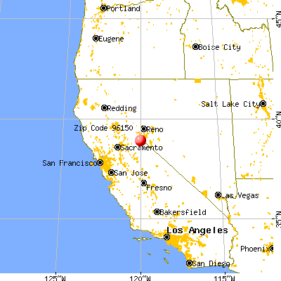 South Lake Tahoe, CA (96150) map from a distance