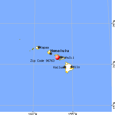 Lanai City, HI (96763) map from a distance
