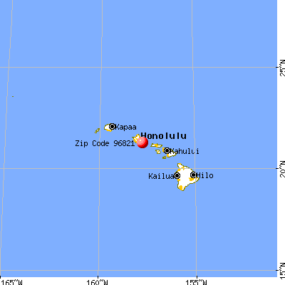 East Honolulu, HI (96821) map from a distance