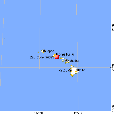 East Honolulu, HI (96825) map from a distance